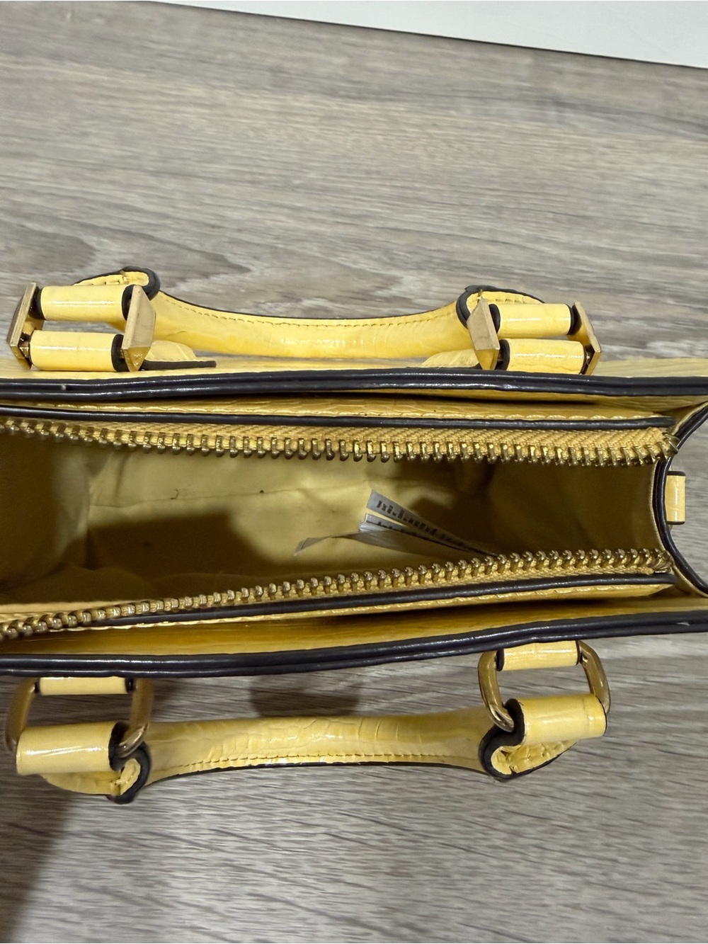 ALDO Yellow Croc-Embossed Satchel with Contrast Trim - Picture 7 of 7